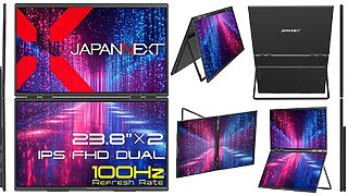 後程再出品予定 JAPANNEXT、23.8インチIPSパネル2枚搭載のデュアルモバイルモニターを7
